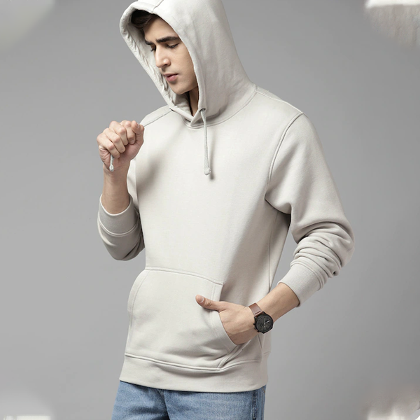 Men Solid Hooded Sweatshirt