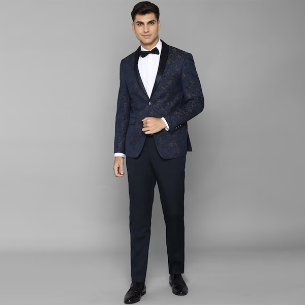 Men Printed Single Breasted Slim Fit 2 Piece Formal Suit