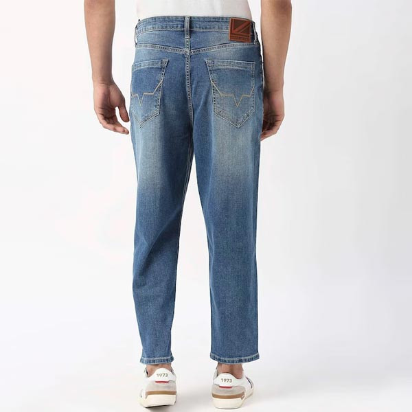 Men Tapered Fit Low Distress Heavy Fade Jeans