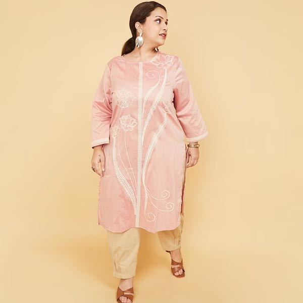"Plus Size Ethnic Motifs Printed Kurta "
