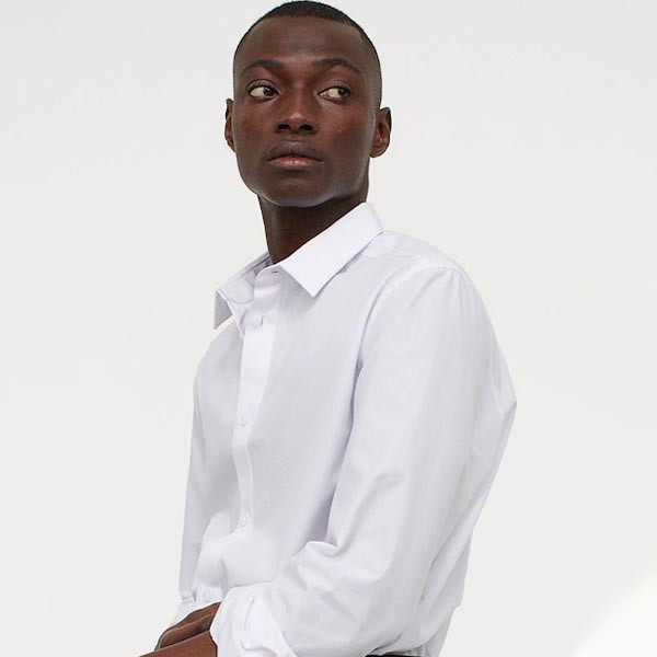 Men White Slim Fit Easy-Iron Shirt