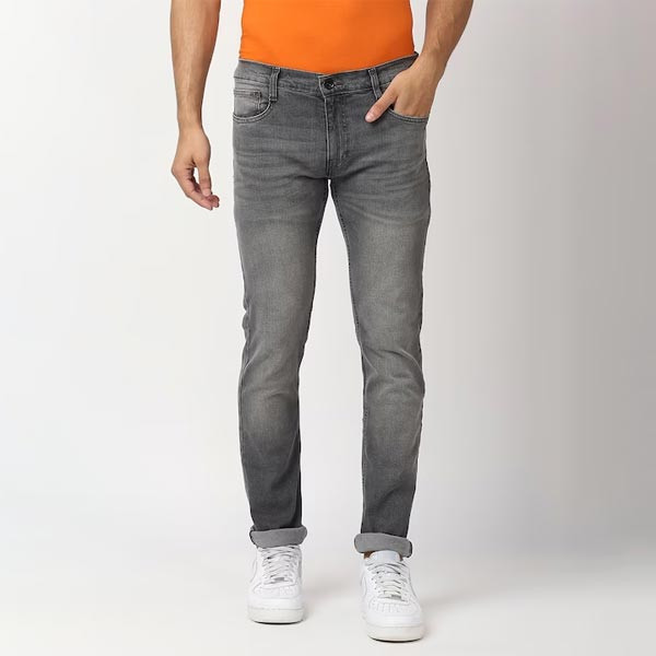Men Grey Vapour Slim Fit Mid Rise Light Fade Stretchable Jeans