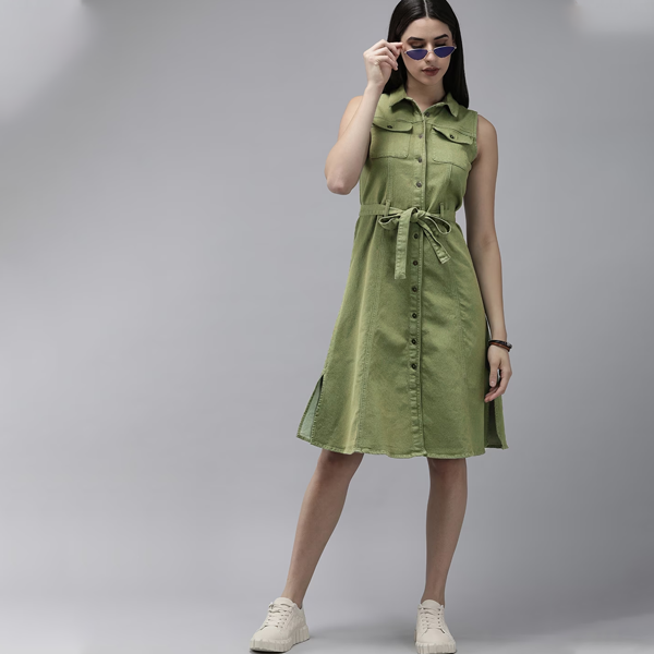 The Lifestyle Co. Denim Fit & Flared Dress