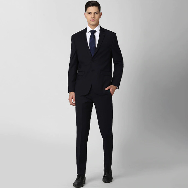 Men Black Solid Slim-Fit Single-Breasted 2-Piece Formal Suit