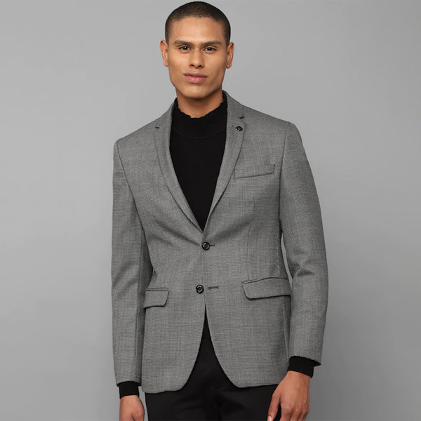 Men Navy Blue Pure Cotton Single-Breasted Slim-Fit Formal Blazers