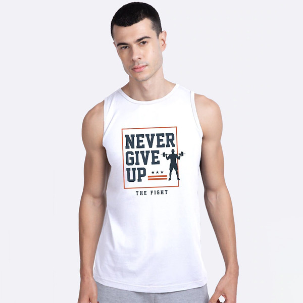 Men White & Grey Cotton Innerwear Vest