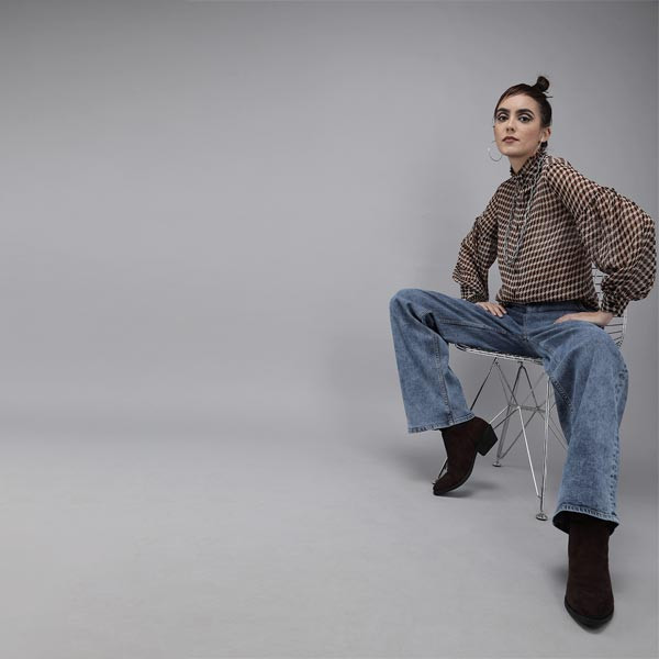 Women Blue Narrow Wide Leg High-Rise Clean Look Stretchable Jeans